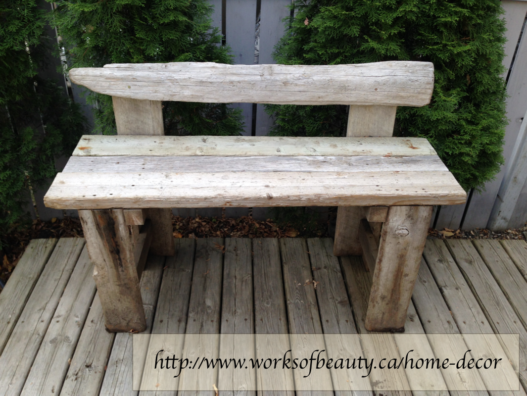 Picture of a rustic driftwood bench