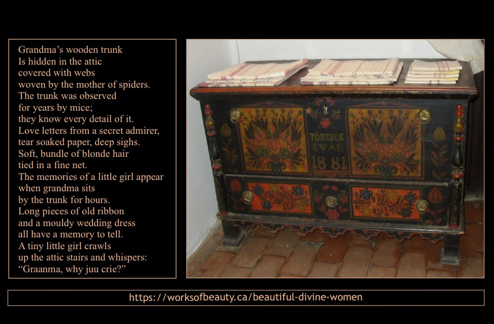 Picture of an old trunk with poem