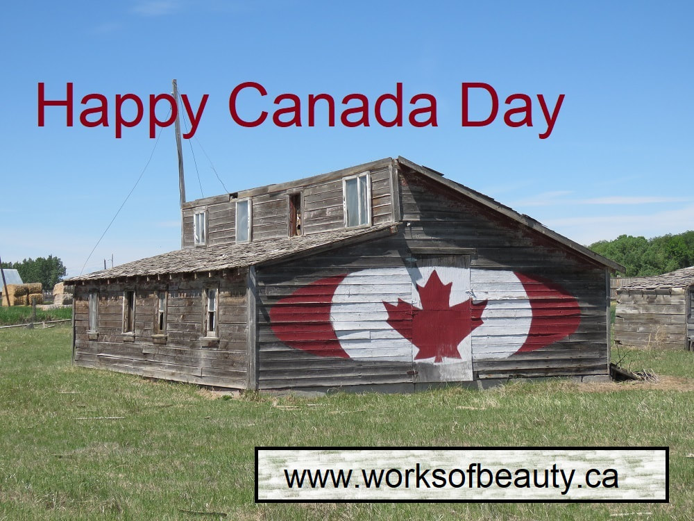 Picture of old barn with canada flag
