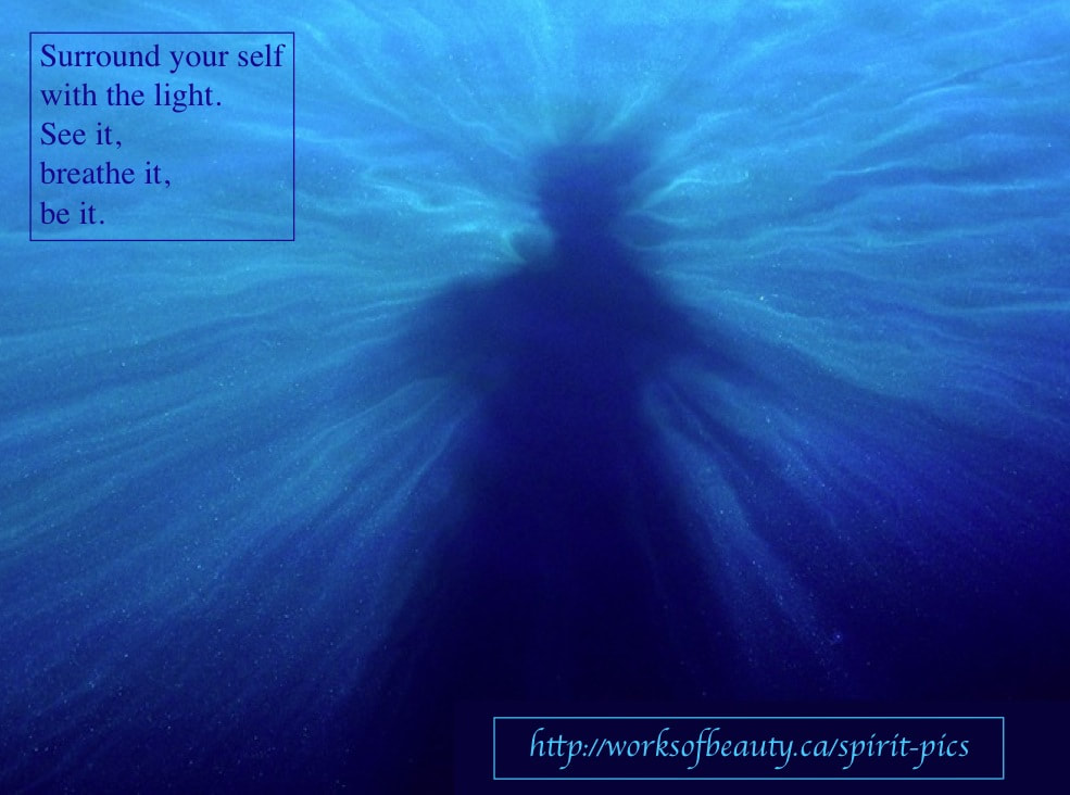 Picture of person in light with quote